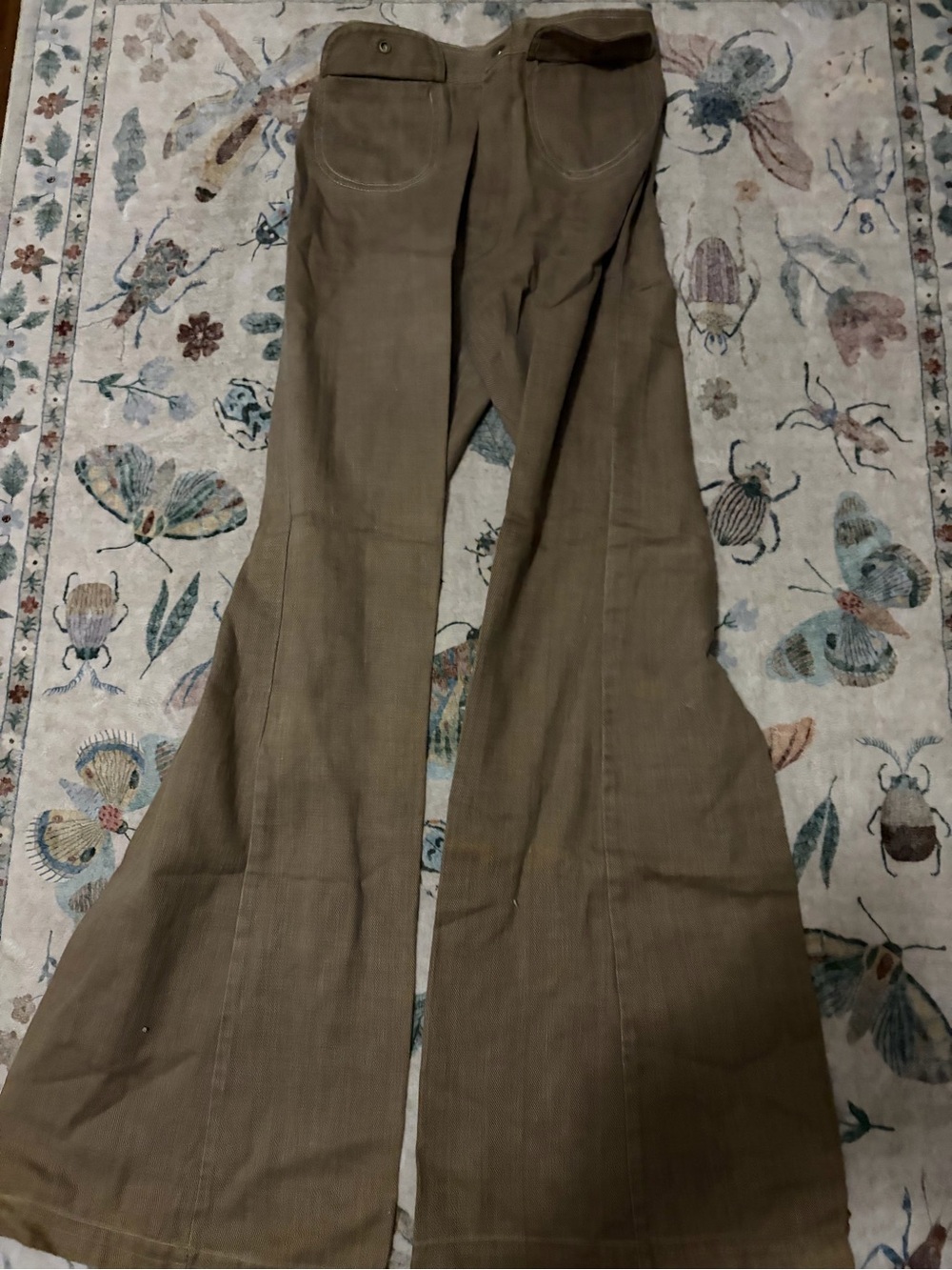 Vintage 1970s Seafarer Tan Cotton Twill Bell Bottom Flares